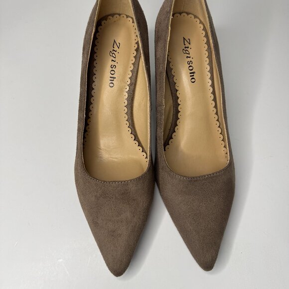 ZIGI SOHO Royals Heels Wide Brown Taupe Closed Toe Heels for Women Size 7.5 - Picture 2 of 8